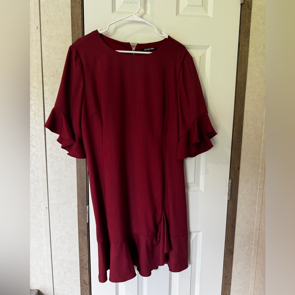 Gianni Bini Burgundy Ruffle Sleeve Dress